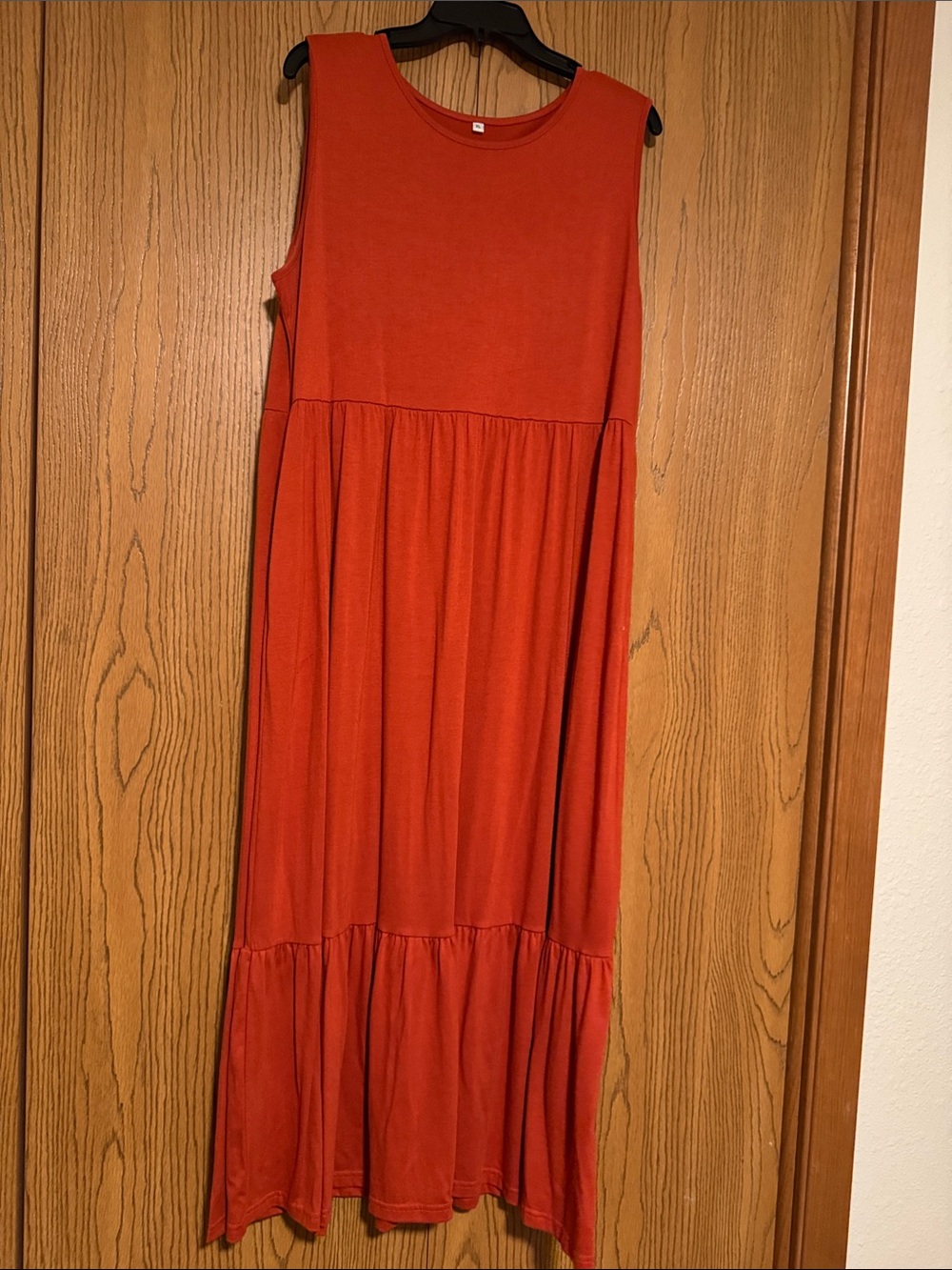Women's Sleeveless Tiered Maxi Skirt Dress - Rust